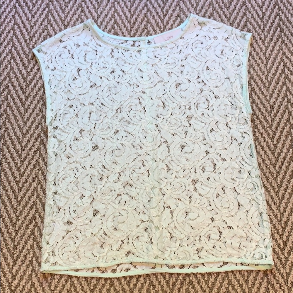 Sheer mint green lace Ann Taylor LOFT top